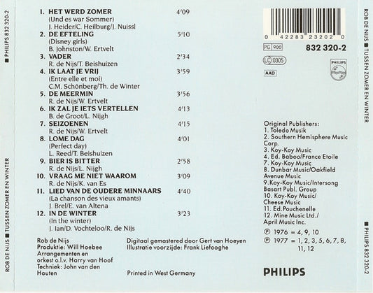 Rob de Nijs : Tussen Zomer En Winter (CD, Album, RE)