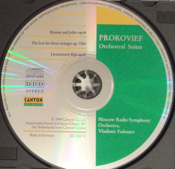 Sergei Prokofiev / Vladimir Fedoseyev, Большой Симфонический Оркестр Всесоюзного Радио : Orchestral Suites (CD, Album)