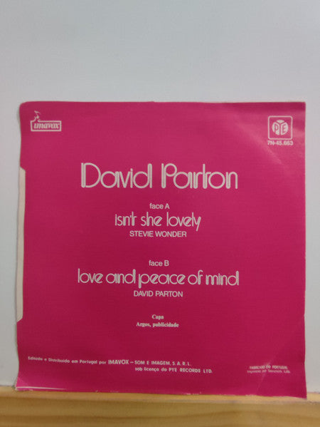David Parton : Isn't She Lovely (7", Single)