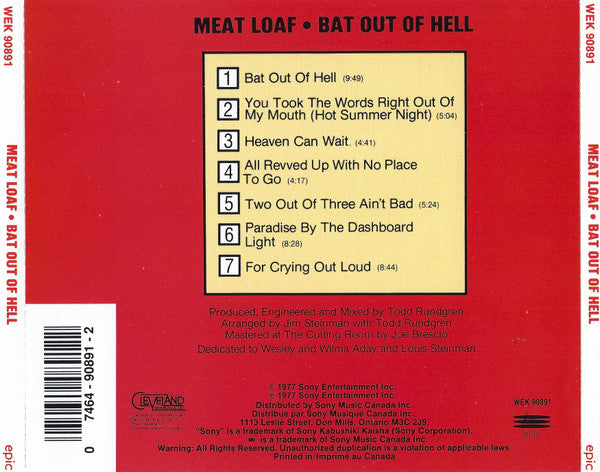 Meat Loaf : Bat Out Of Hell (CD, Album, Ltd, RE)