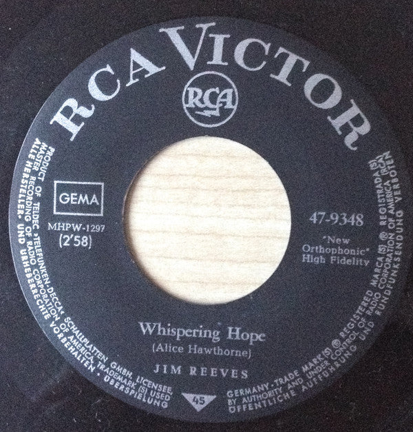 Jim Reeves : Whispering Hope (7", Single)