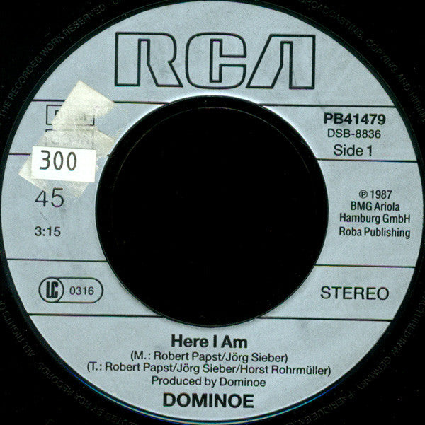 Dominoe : Here I Am (7", Single)