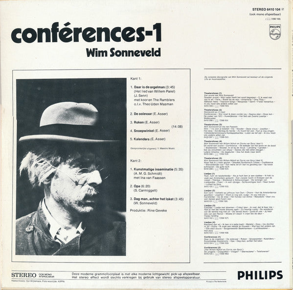 Wim Sonneveld : Conférences-1 (LP, Comp)