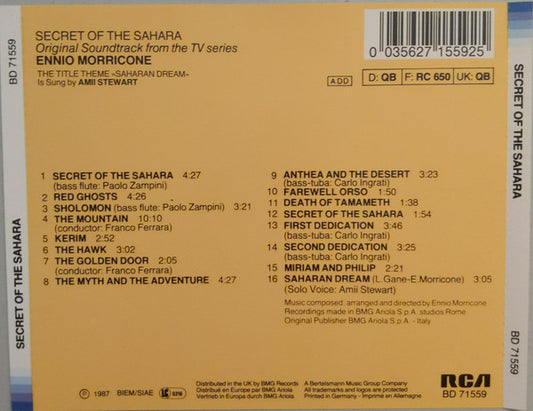 Ennio Morricone : Secret Of The Sahara (Original Soundtrack From The TV Series) (CD, Album)
