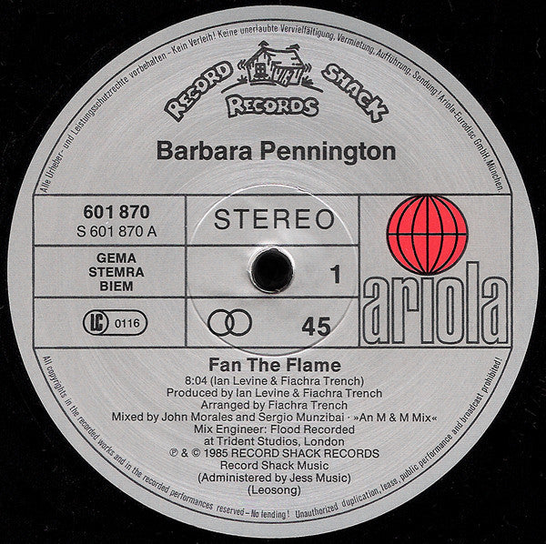Barbara Pennington : Fan The Flame (12", Maxi)