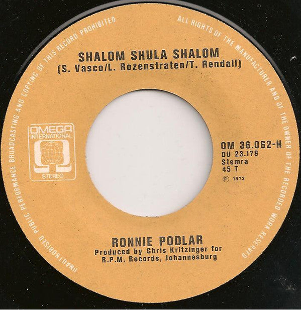 Ronnie Podlar : Shalom Shula Shalom (7", Single)