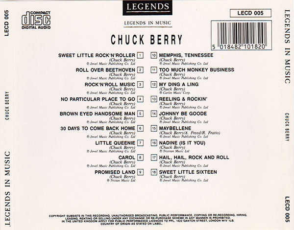 Chuck Berry : Legends in Music (CD, Comp)