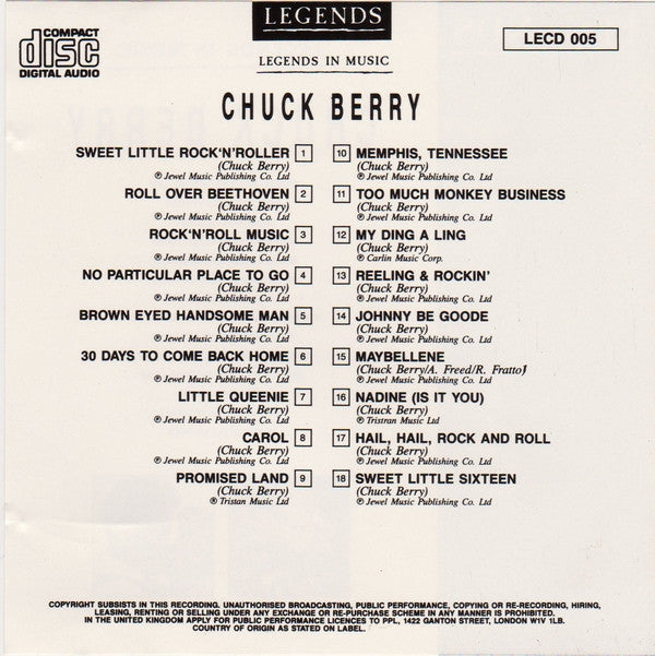 Chuck Berry : Legends in Music (CD, Comp)