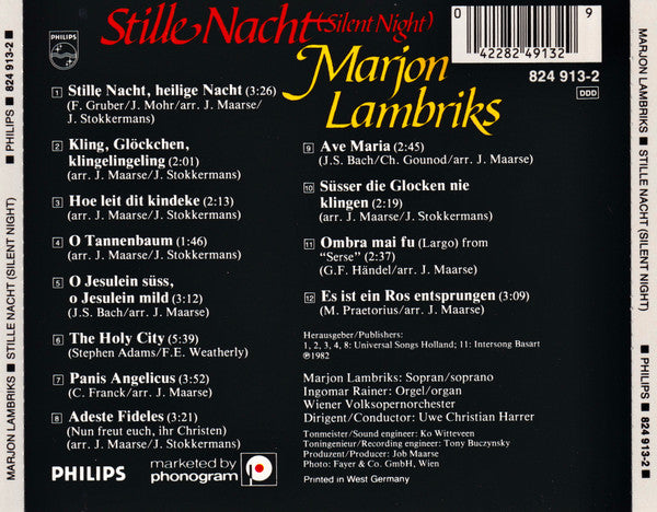 Marjon Lambriks : Stille Nacht (Silent Night) (CD, Album)