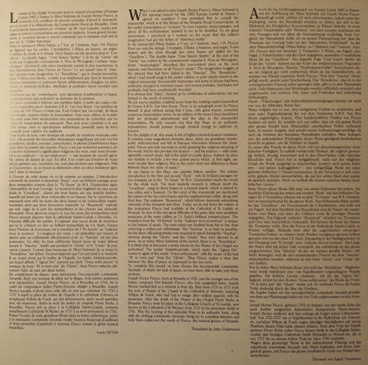J.H. Fiocco* - Westvlaams Vocaal Ensemble*, Musica Polyphonica, Louis Devos : Missa Solemnis (LP)