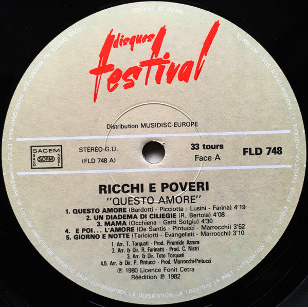 Ricchi E Poveri : Questo Amore (LP, Comp)