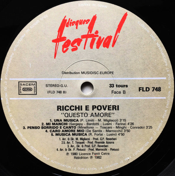 Ricchi E Poveri : Questo Amore (LP, Comp)