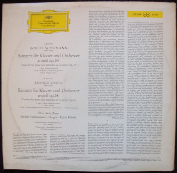 Robert Schumann ∙ Edvard Grieg, Géza Anda ∙ Rafael Kubelik, Berliner Philharmoniker : Concerti In La Minore Per Pianoforte E Orchestra (LP)