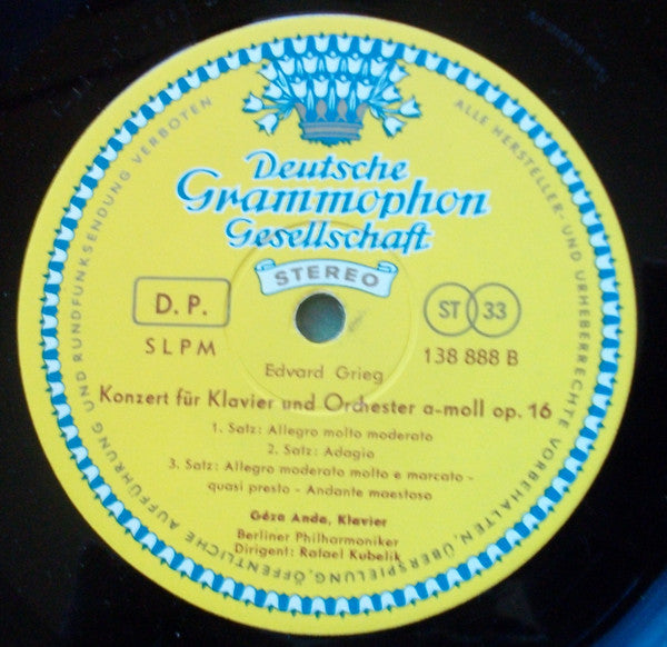 Robert Schumann ∙ Edvard Grieg, Géza Anda ∙ Rafael Kubelik, Berliner Philharmoniker : Concerti In La Minore Per Pianoforte E Orchestra (LP)