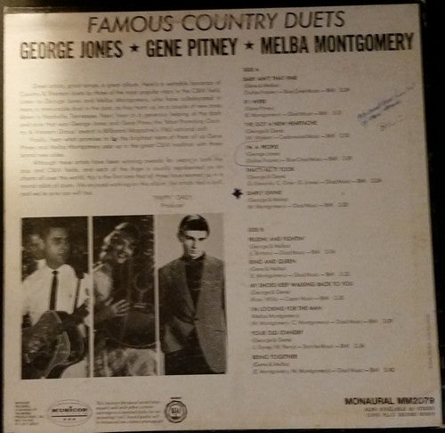 George Jones (2), Gene Pitney, Melba Montgomery : Famous Country Duets (LP, Mono)