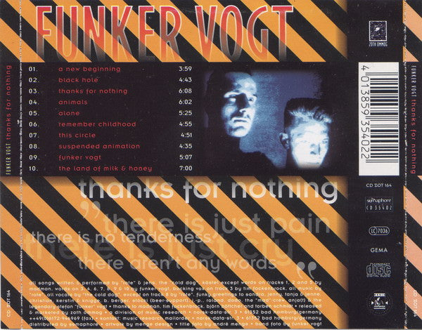 Funker Vogt : Thanks For Nothing (CD, Album)