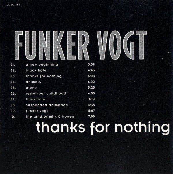 Funker Vogt : Thanks For Nothing (CD, Album)