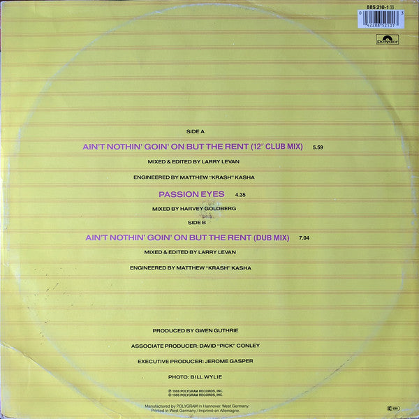 Gwen Guthrie : Ain't Nothin' Goin' On But The Rent (12", Single)