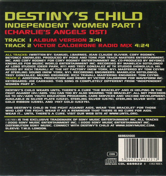 Destiny's Child : Independent Women Part I (Charlie's Angels OST) (CD, Single, Car)