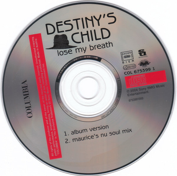 Destiny's Child : Lose My Breath (CD, Single, Car)