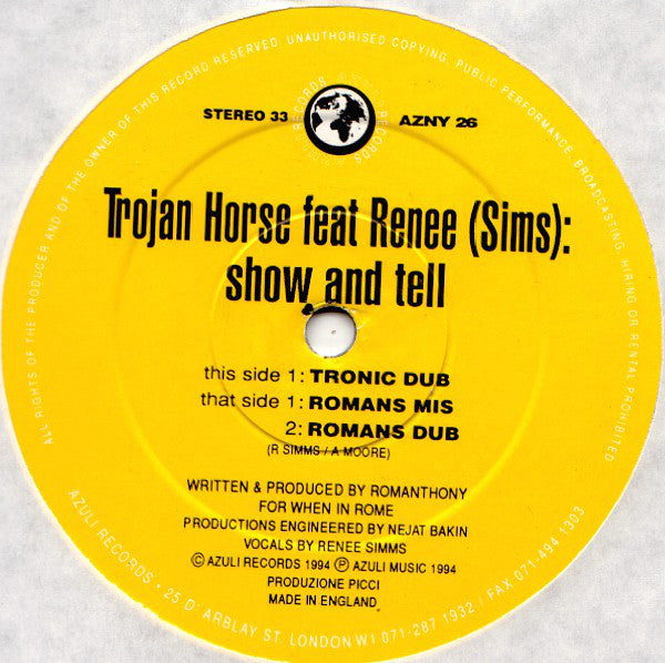The Trojan Horse Feat Renee Sims : Show And Tell (12")