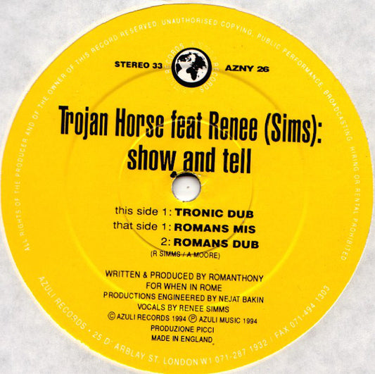 The Trojan Horse Feat Renee Sims : Show And Tell (12")