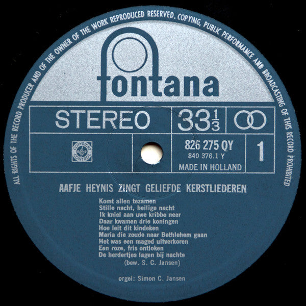 Aafje Heynis, Simon C. Jansen : Zingt Geliefde Kerstliederen (LP, RE)