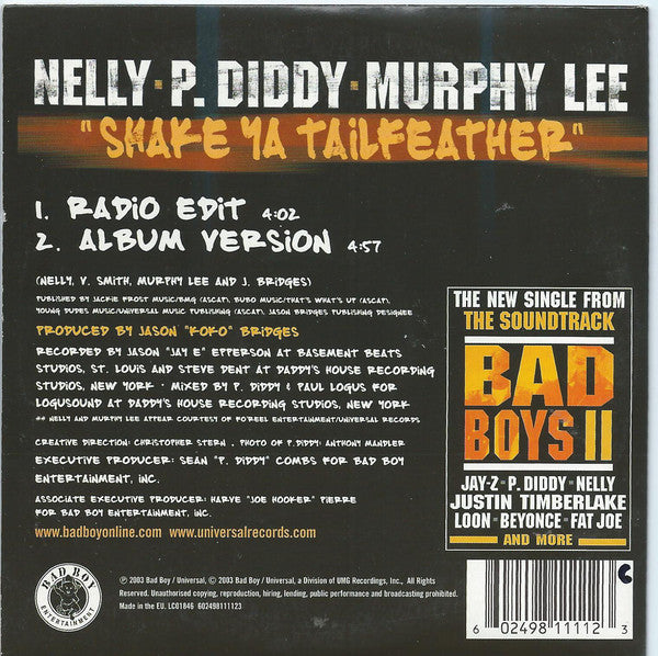 Nelly ▪ P. Diddy ▪ Murphy Lee : Shake Ya Tailfeather (CD, Single)