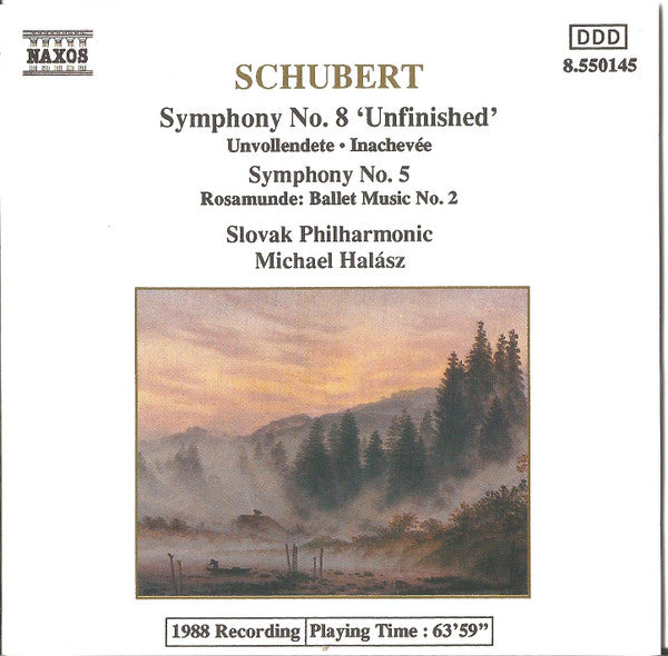 Franz Schubert - Slovak Philharmonic Orchestra, Michael Halász : Symphony No. 8, Symphony No. 5, Roasmunde (CD, Album)
