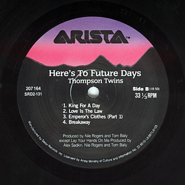 Thompson Twins : Here's To Future Days (LP, Album)