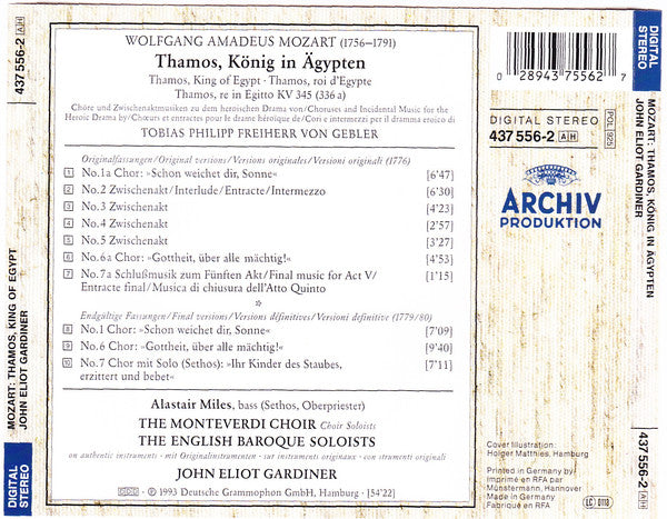 Wolfgang Amadeus Mozart / Alastair Miles, The Monteverdi Choir, The English Baroque Soloists, John Eliot Gardiner : Thamos, König In Ägypten (CD, Album)