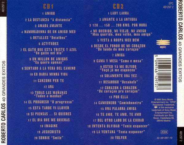 Roberto Carlos : Las Canciones Que Yo Amo. 40 Grandes Exitos (2xCD, Comp)