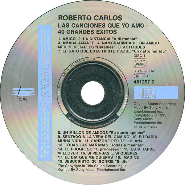 Roberto Carlos : Las Canciones Que Yo Amo. 40 Grandes Exitos (2xCD, Comp)
