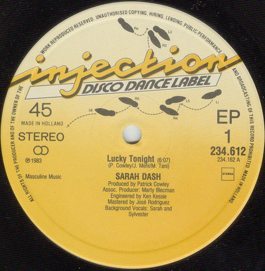 Sarah Dash : Lucky Tonight (12", EP, Maxi)