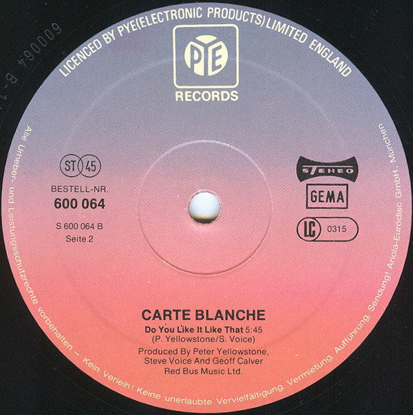 Carte Blanche (8) : Get Up Get On Your Feet (12", Single)