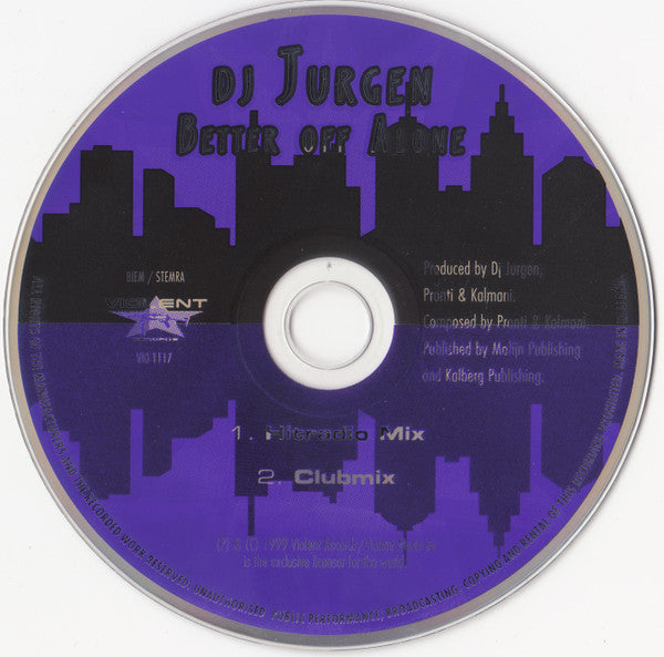 DJ Jurgen : Better Off Alone (CD, Single, Car)