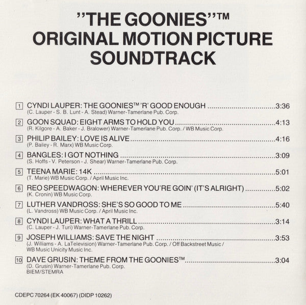Various : The Goonies - Original Motion Picture Soundtrack (CD, Comp)