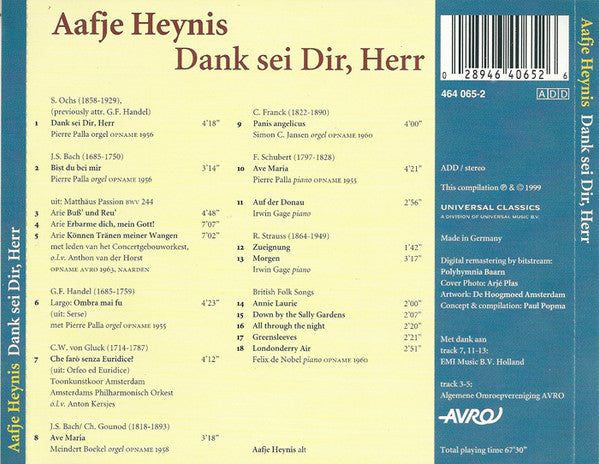 Aafje Heynis : Dank Sei Dir Herr (CD, Album, Comp, Mono)