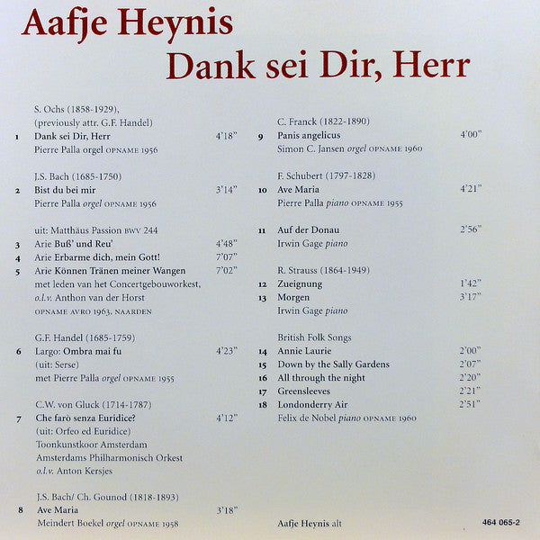 Aafje Heynis : Dank Sei Dir Herr (CD, Album, Comp, Mono)