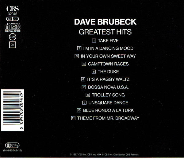 Dave Brubeck : Dave Brubeck's Greatest Hits (CD, Comp, RE)