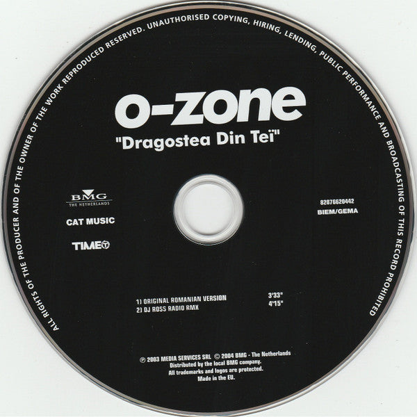 O-Zone (3) : Dragostea Din Tei (CD, Single, Car)