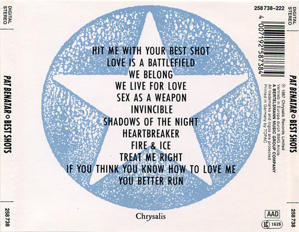 Pat Benatar : Best Shots (CD, Comp)