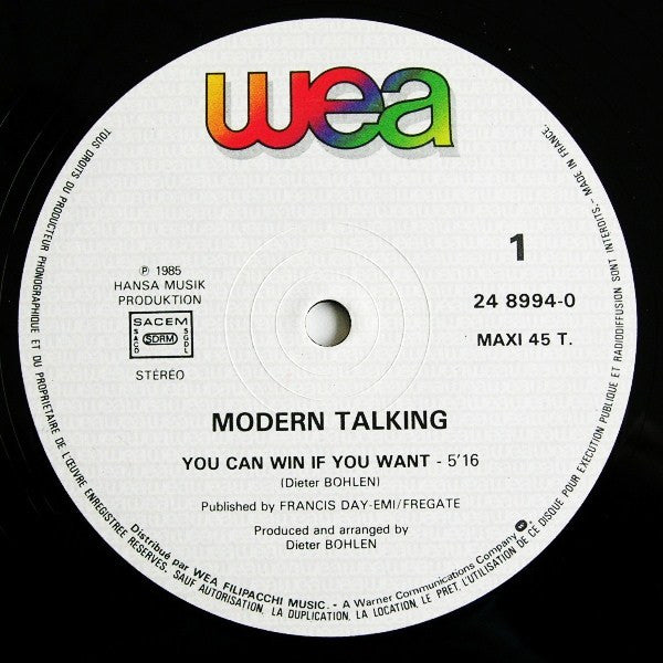 Modern Talking : You Can Win If You Want (Special Remix) (12", Maxi)
