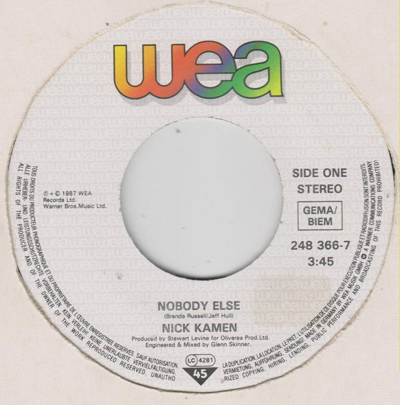 Nick Kamen : Nobody Else (7", Single)