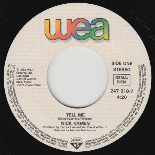 Nick Kamen : Tell Me (7", Single)