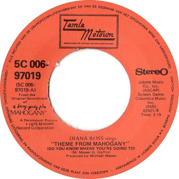 Diana Ross : Theme From Mahogany (Do You Know Where You're Going To) (7", Single)