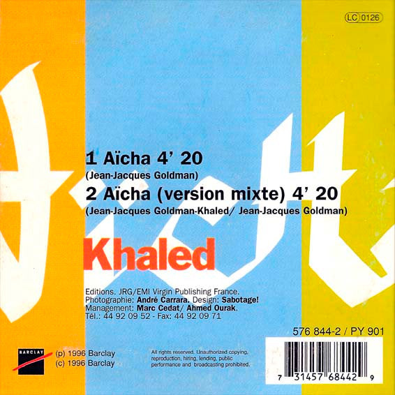 Khaled : Aïcha (CD, Single)