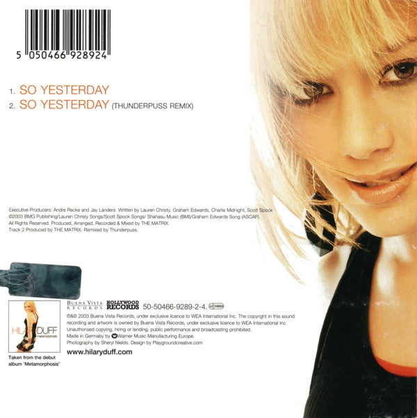 Hilary Duff : So Yesterday (CD, Single)