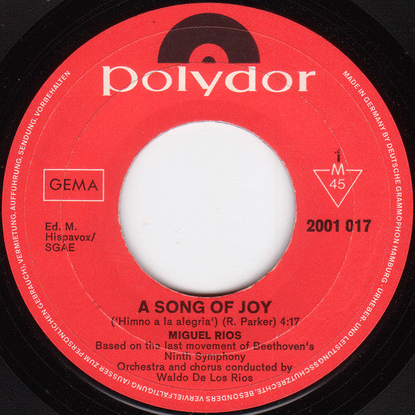 Miguel Ríos : A Song Of Joy (7", Single, Mono)