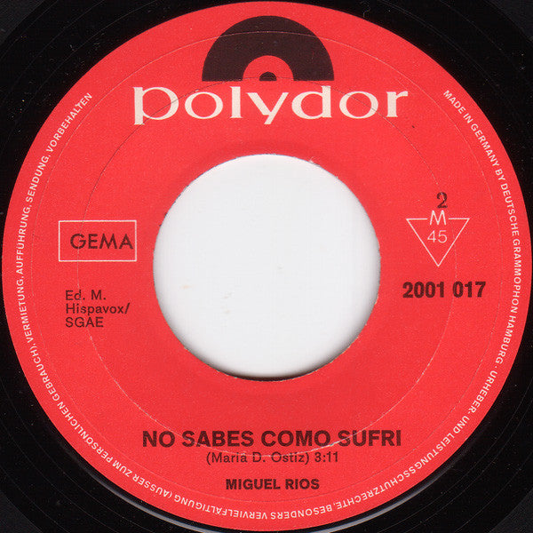 Miguel Ríos : A Song Of Joy (7", Single, Mono)